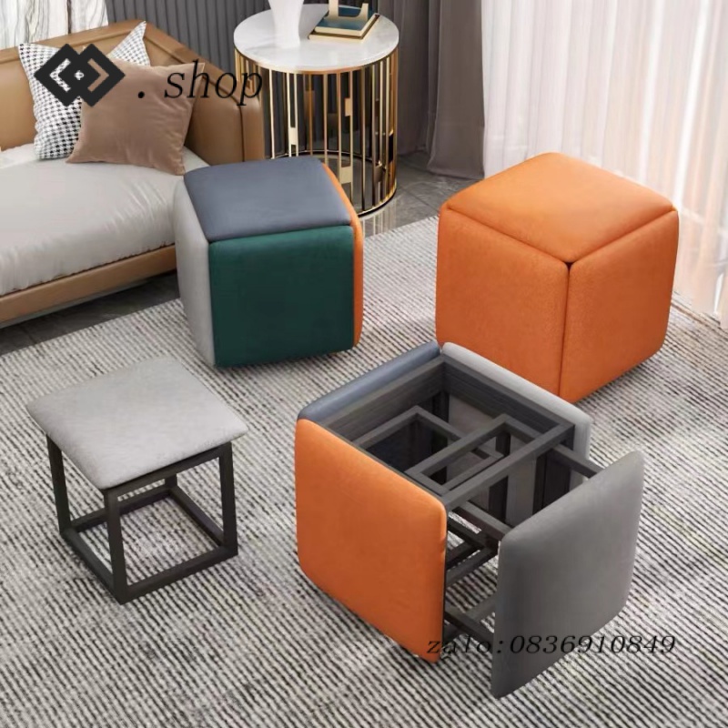 Ghế Lưu Trữ Kết Hợp Đa Chức Năng Ghế Vuông Rubik 5 Trong 1 Đơn Giản Ghế Nhỏ Ghế Sofa Phòng Khách Gia