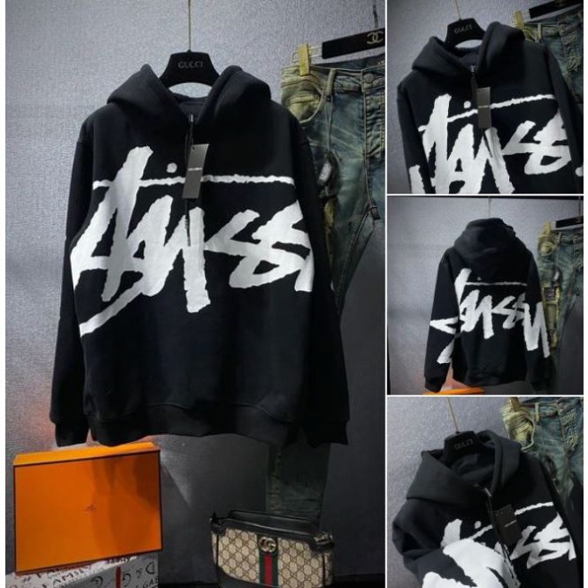 Áo Hoodie Có Mũ Stussy Nam Nữ Dáng Rộng Dài Bản Chuẩn Cực Đẹp Hình In Nổi Sắc Nét