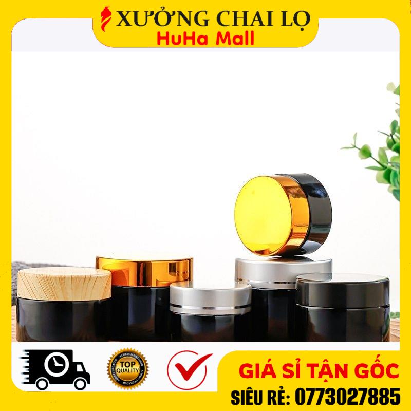 Hũ Chiết Mỹ Phẩm ❤ Siêu Rẻ ❤ Hũ Chiết Mỹ Phẩm Thủy Tinh Nâu 5g,10g,15g,20g,30g,50g,100g Đựng Kem , Phụ Kiện Du Lịch