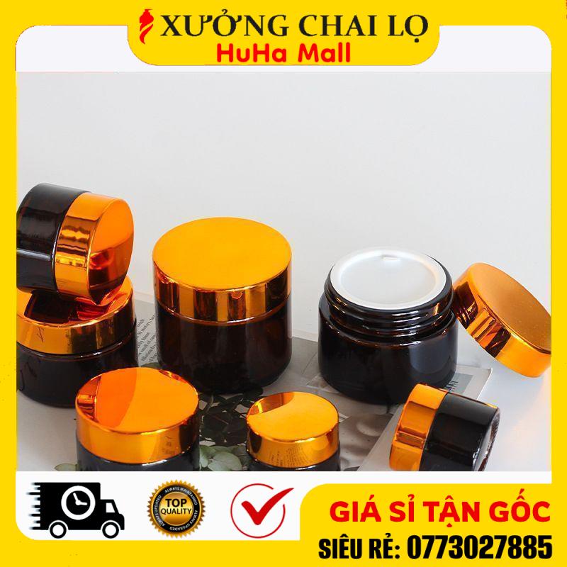 Hũ Chiết Mỹ Phẩm ❤ Siêu Rẻ ❤ Hũ Chiết Mỹ Phẩm Thủy Tinh Nâu 5g,10g,15g,20g,30g,50g,100g Đựng Kem , Phụ Kiện Du Lịch