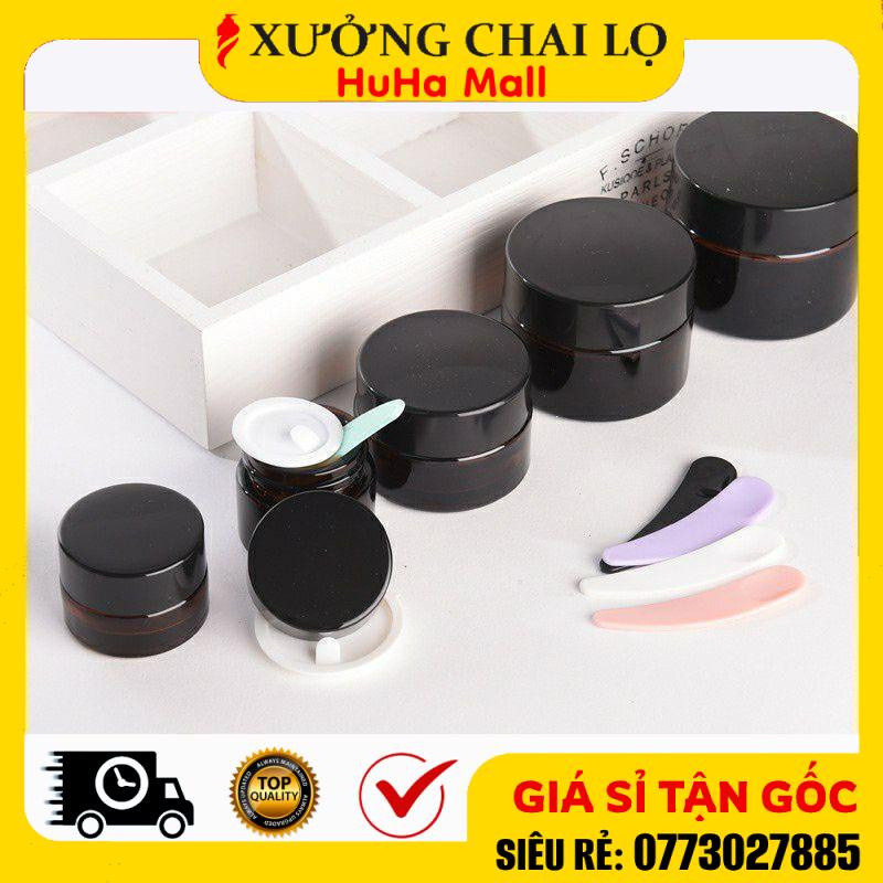 Hũ Chiết Mỹ Phẩm ❤ Siêu Rẻ ❤ Hũ Chiết Mỹ Phẩm Thủy Tinh Nâu 5g,10g,15g,20g,30g,50g,100g Đựng Kem , Phụ Kiện Du Lịch