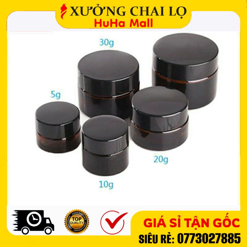 Hũ Chiết Mỹ Phẩm ❤ Siêu Rẻ ❤ Hũ Chiết Mỹ Phẩm Thủy Tinh Nâu 5g,10g,15g,20g,30g,50g,100g Đựng Kem , Phụ Kiện Du Lịch