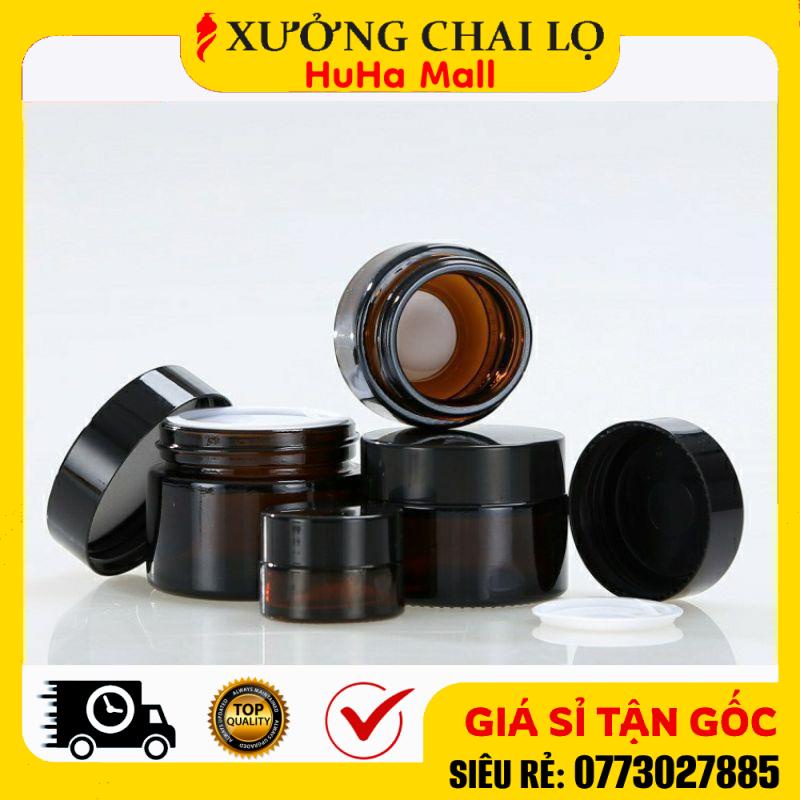 Hũ Chiết Mỹ Phẩm ❤ Siêu Rẻ ❤ Hũ Chiết Mỹ Phẩm Thủy Tinh Nâu 5g,10g,15g,20g,30g,50g,100g Đựng Kem , Phụ Kiện Du Lịch