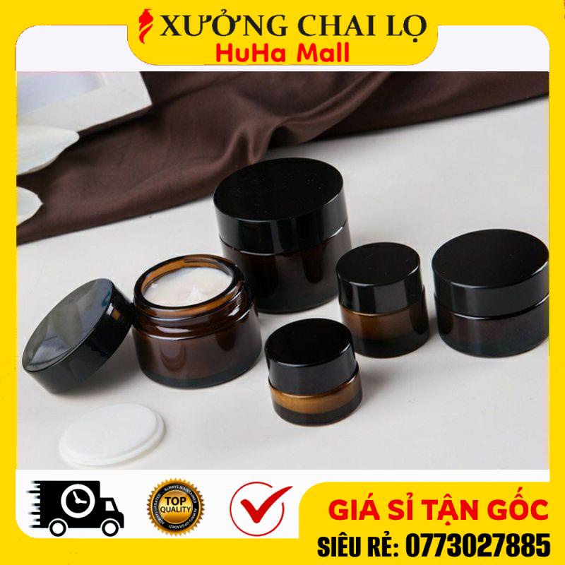 Hũ Chiết Mỹ Phẩm ❤ Siêu Rẻ ❤ Hũ Chiết Mỹ Phẩm Thủy Tinh Nâu 5g,10g,15g,20g,30g,50g,100g Đựng Kem , Phụ Kiện Du Lịch