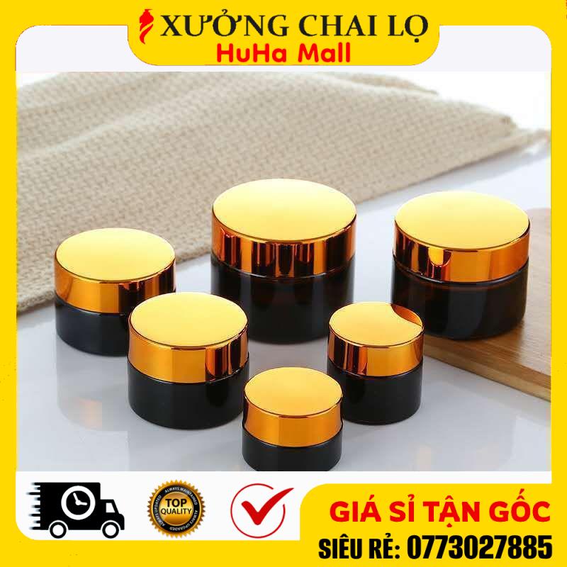 Hũ Chiết Mỹ Phẩm ❤ Siêu Rẻ ❤ Hũ Chiết Mỹ Phẩm Thủy Tinh Nâu 5g,10g,15g,20g,30g,50g,100g Đựng Kem , Phụ Kiện Du Lịch
