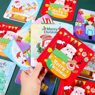 Tranh ghép 16 mảnh kèm tô màu noel 2in1 quà tặng noel cho bé (1673TGS)