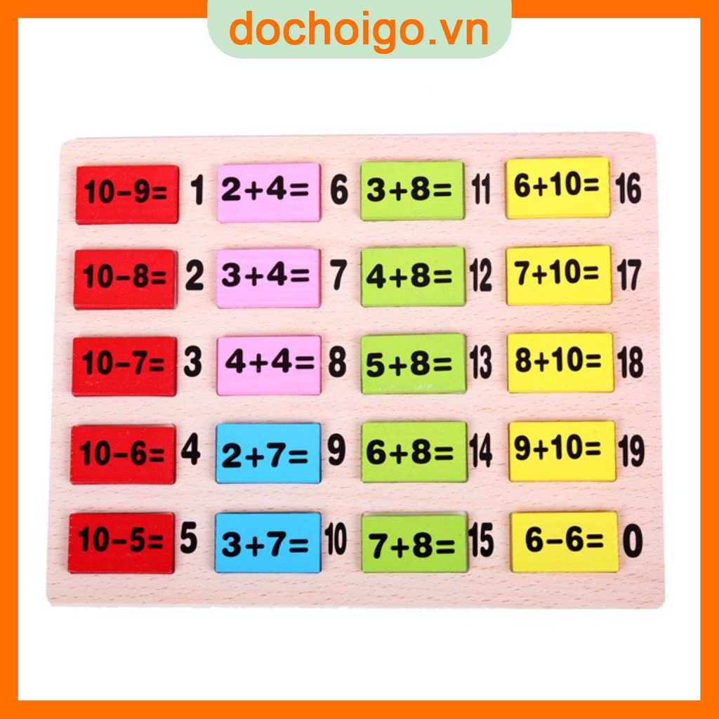Domino toán học, đồ chơi gỗ phát triển trí tuệ dochoigo.vn
