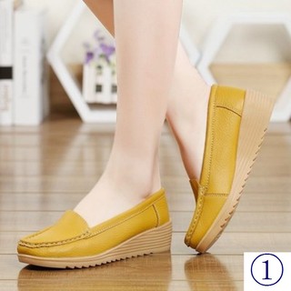 Giày lười da thật đế mềm thời trang cho nữ