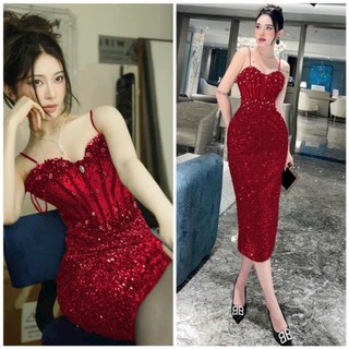 ĐẦM BODY KIM SA LẤP LÁNH ĐÍNH ĐÁ DÂY TUA ( được kiểm tra hàng)