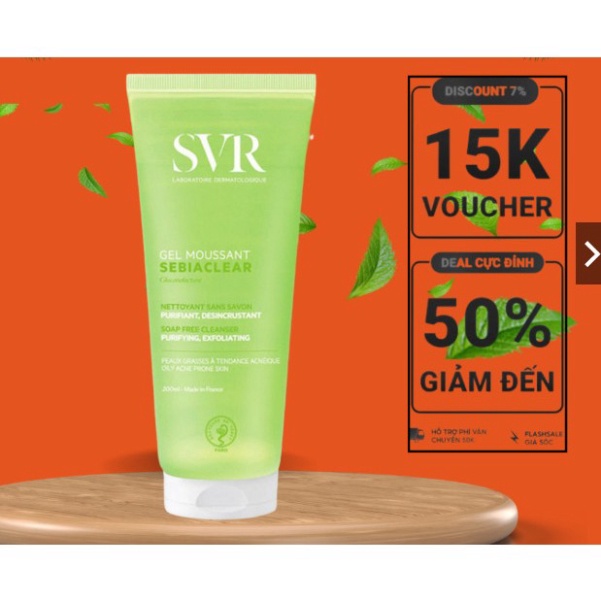Gel Rửa Mặt SVR Sebiaclear Gel Moussant Hasaki Sản Phẩm Chính Hãng, Sữa Rửa Mặt SVR Cho Da Dầu Mụn 200ml JP 4.0