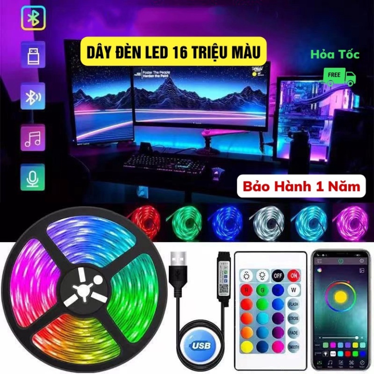 Đèn Dây Led Đuổi RGB 16 Triệu Màu 5M, Đèn Led Giọt Lệ Nháy Theo Nhạc 10M, Chống Nước, Điều Khiển Bằng Remote, Điện Thoại