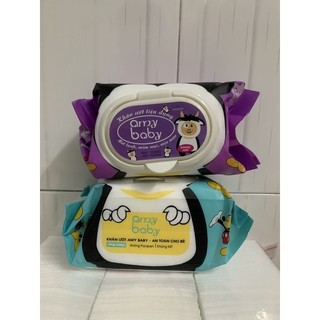 Combo 10 gói khăn ướt amybaby - không mùi tặng bịch 10 khẩu trang em bé