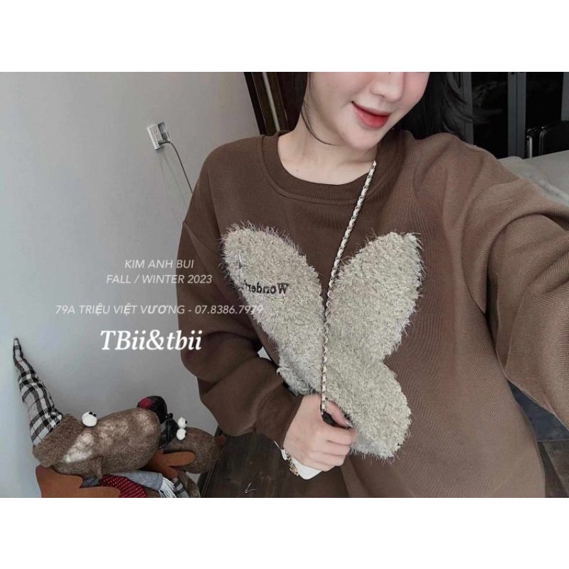 Áo nỉ thỏ nâu hàng QC L1