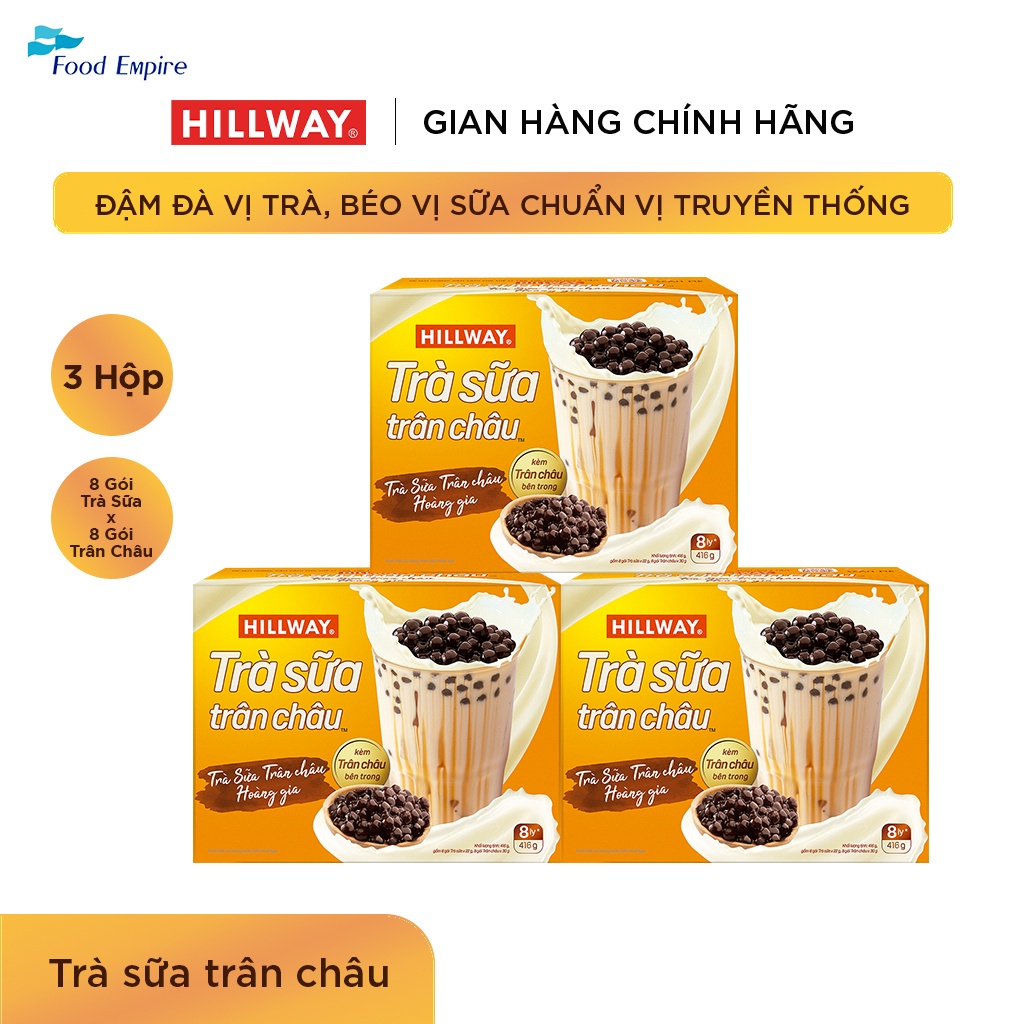 Combo 3 hộp Trà Sữa Trân Châu Hoà Tan - Hillway - Vị Truyền Thống