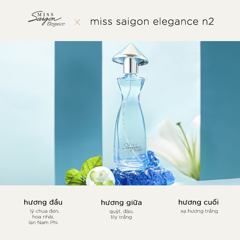 Combo Hộp Hoa & Nước Hoa Miss Saigon Elegance Sapphire - 50ml