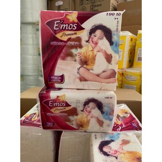 Giấy ăn cao cấp emos 100 tờ giấy siêu mịn và dai