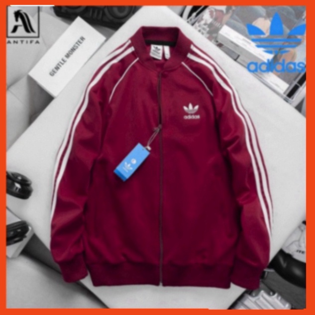 1 Áo Khoác Bomber Adidas Thể Thao Nam Vải Thun Nỉ Mịn Mà Dày Co Giãn Khóa Chống Nước Áo Khoác 3 Sọc kẻ 99 2