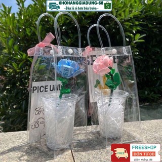 Túi trong suốt đựng bình cốc ly giữ nhiệt kích thước 25x10x10cm nhựa PVC cao cấp
