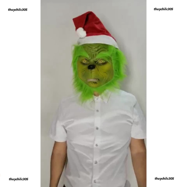 Mặt nạ GRINCH xanh xao lẹt kẻ trộm ngày chúa sinh giả trang thích hợp halloween,trung thu,lễ hội,sự kiện,quay video tikt