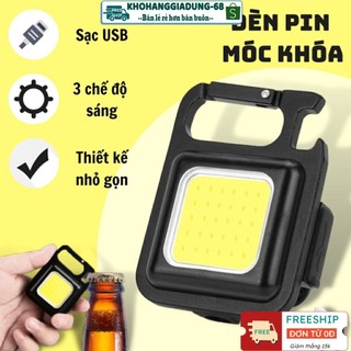 Đèn Pin Led Mini Siêu Sáng COB - Đèn Pin Móc Khóa Dùng Mở Nắp Chai Đa Năng ,Tích điệ và Nhấp Nháy - Sạc Usb