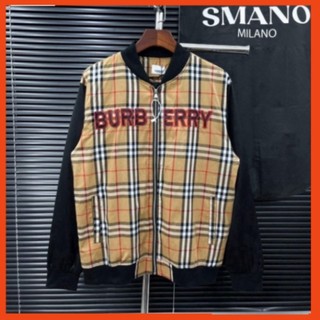 Áo khoác bomber bbr họa tiết chữ burberry in nhiệt cực nét - áo khoác bbr phối sọc caro chất liệu vải dày dặn cực 2