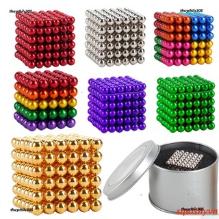 Bộ bi nam cham xếp hình buckyballs rainbow 5mm 6 màu 216 viên hộp nhôm