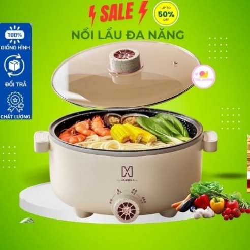 Nồi Lẩu Điện Đa Năng - , Nồi Lẩu Gia Đình Dung Tích 4L Chiên, Sào, Nấu Cơm [ cao cấp.