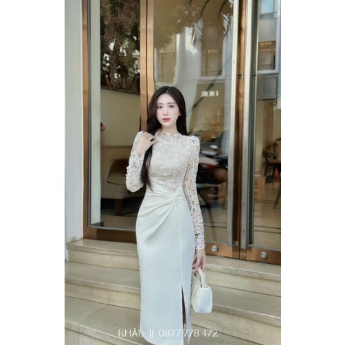 Váy ren phối body xoắn viền ngọcSml xl 💯HÀNG THIẾT KẾ TẾT 2024 💖