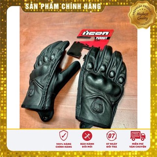 Găng tay da moto Icon màu đen