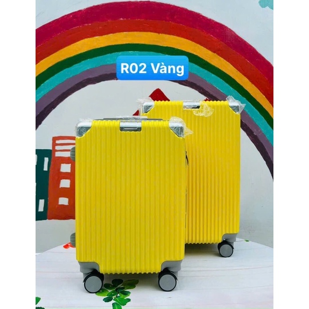 Vali kéo, vali du lịch nhựa dẻo đựng 15-20kg size 24inch bánh xe xoay 360