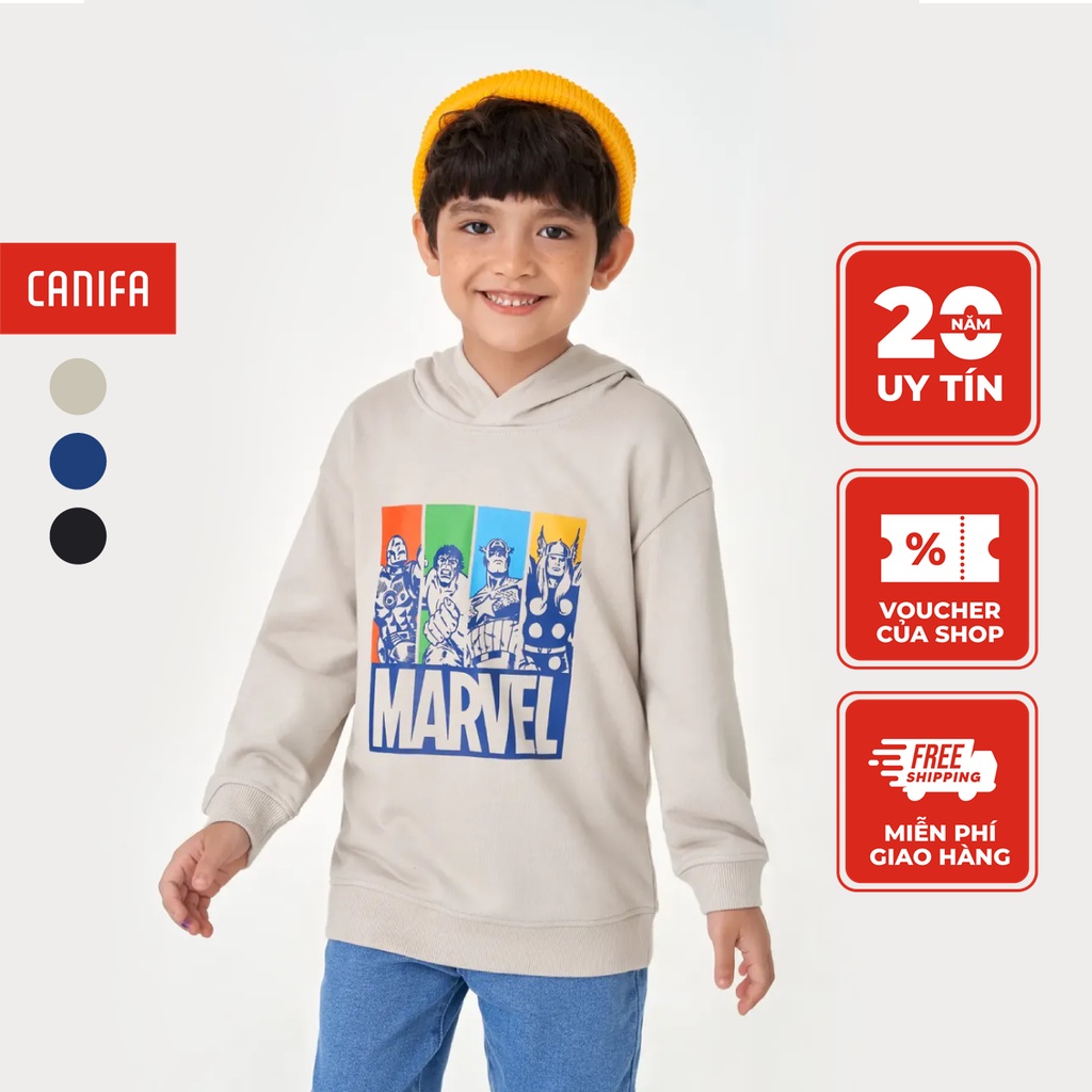 Áo nỉ bé trai CANIFA áo hoodie có mũ in hình nhân vật Marvel 2TW23W008