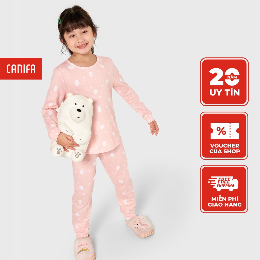 Bộ đồ bé gái CANIFA chất liệu cotton áo dài tay quần dài 1LS22W031