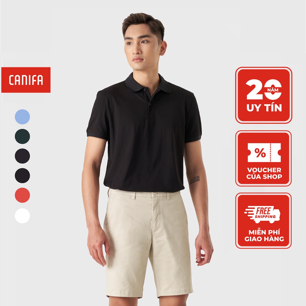 Áo polo nam CANIFA chất liệu cotton pha, cổ đức tay cộc 8TP23A002