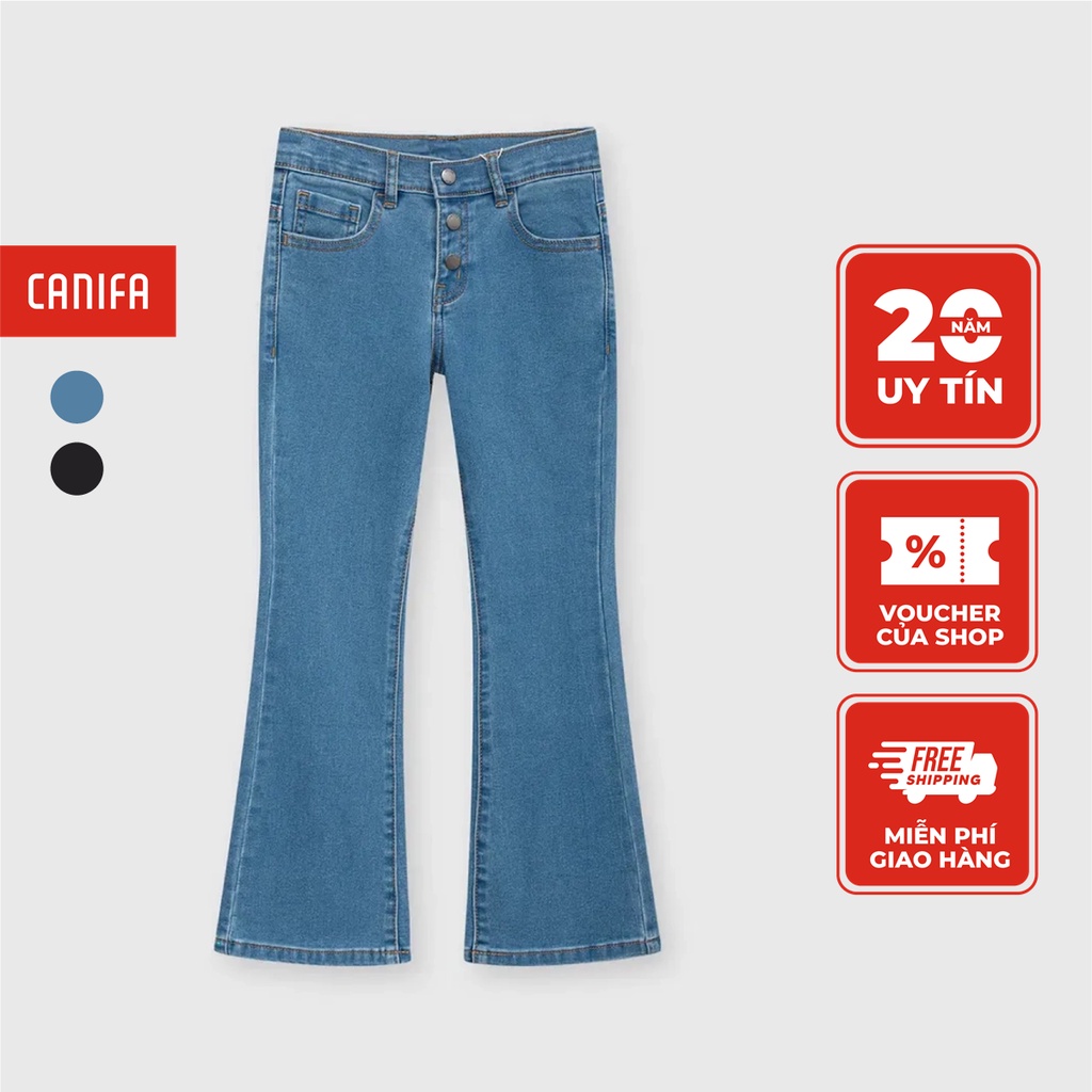 Quần jean bé gái CANIFA quần bò cạp cao ống loe 1BJ23W002