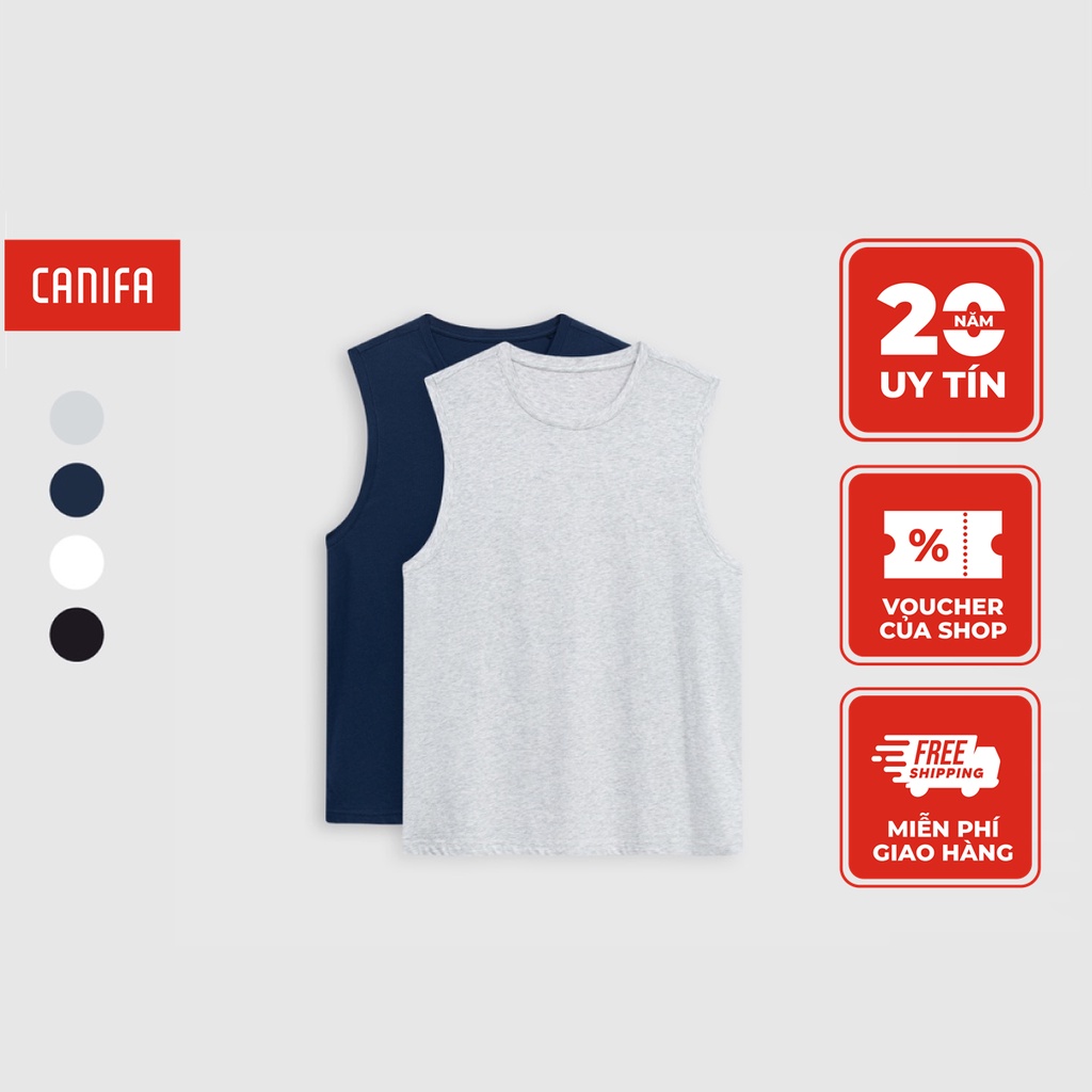 Pack 2 áo mặc nhà nam CANIFA Chất liệu 100% cotton, cổ tròn 8LA23A002