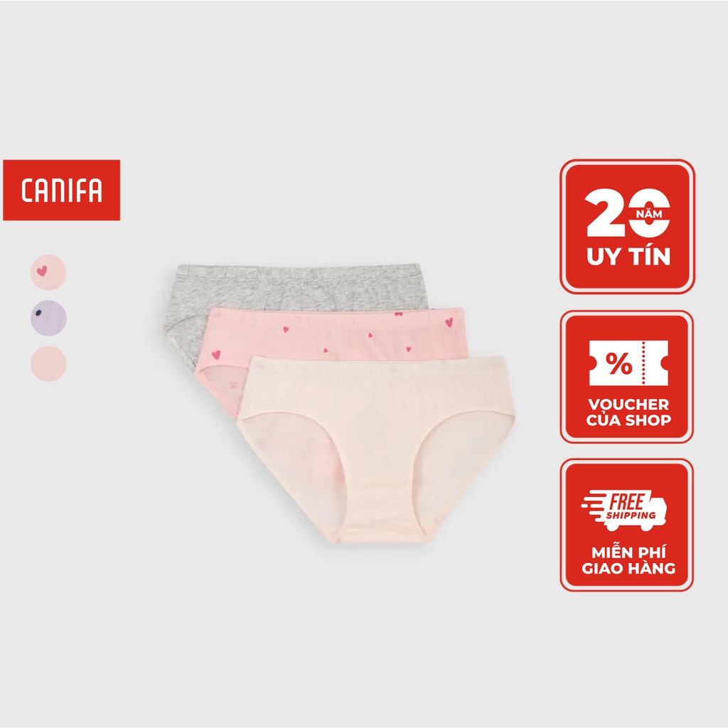 Combo 3 quần lót bé gái CANIFA 100%cotton 1US21A006