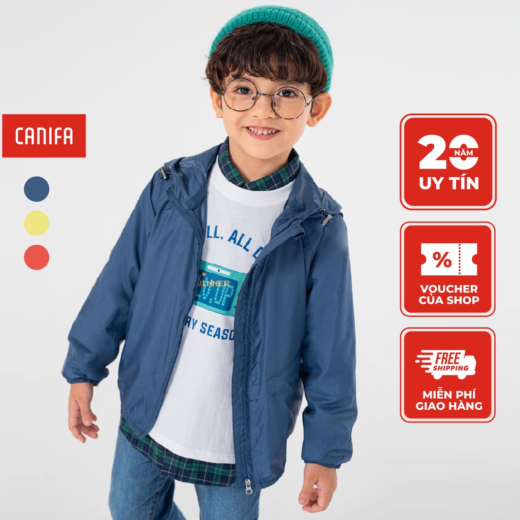 Áo khoác gió bé trai CANIFA có mũ chất liêu polyester 2OT22W002