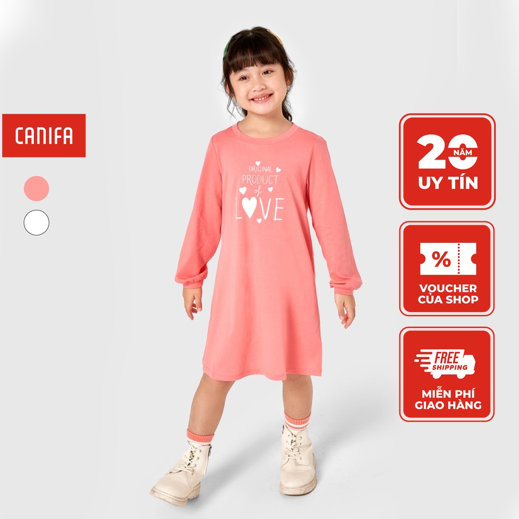 Váy liền bé gái CANIFA chất liệu cotton hình in 1DS22W004