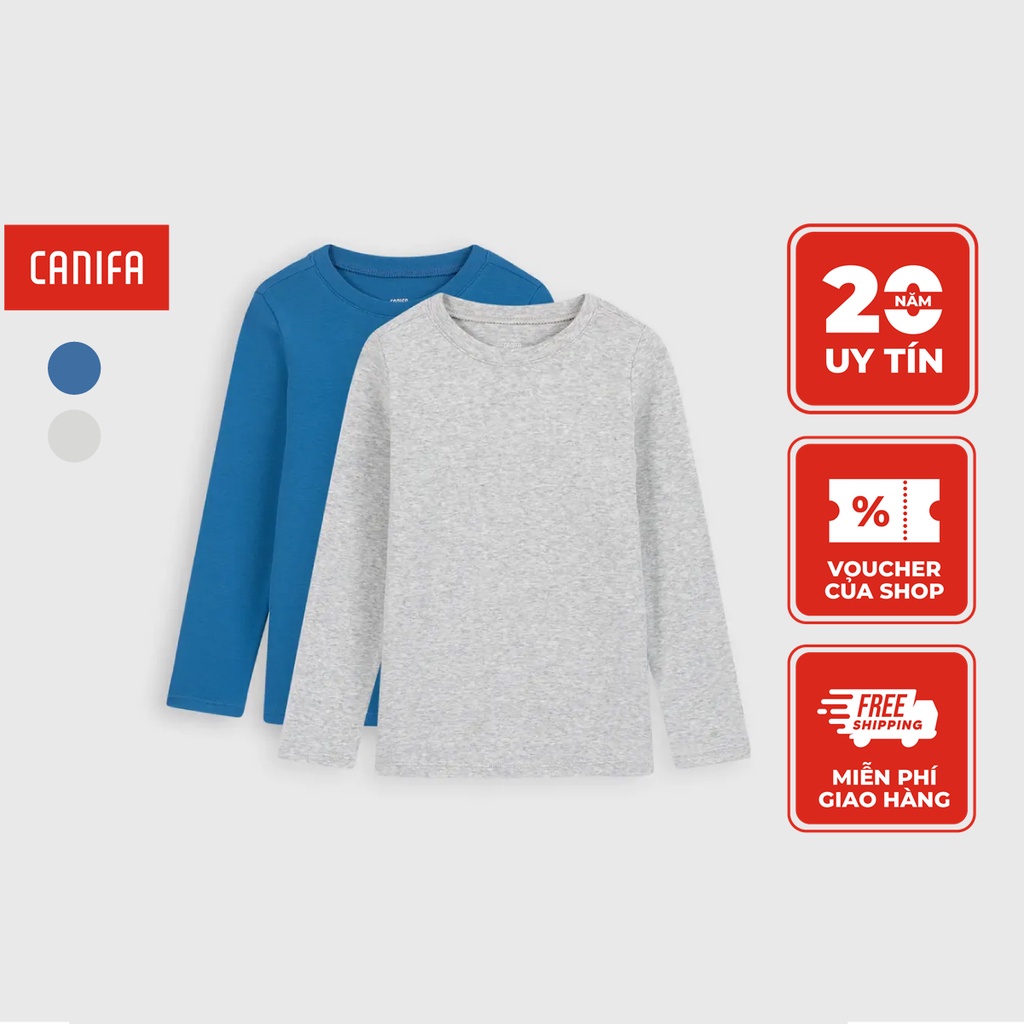Combo 2 áo body bé trai CANIFA dài tay cổ tròn chất liệu cotton 2IS22W002