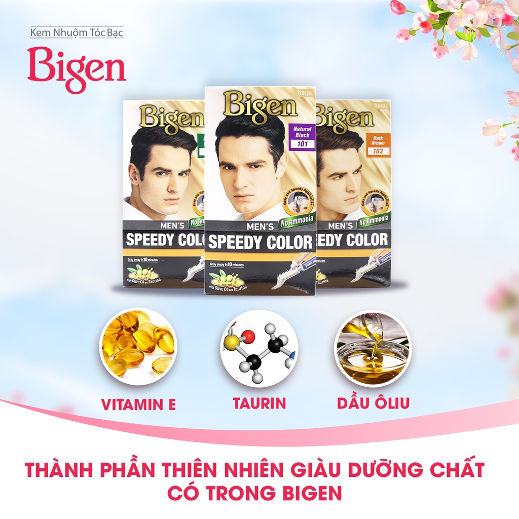 Combo 2 hộp thuốc nhuộm phủ bạc Bigen Men Speedy Color 80ml/hộp dành cho nam, nhuộm tóc bạc hoàn hảo, dạng kem