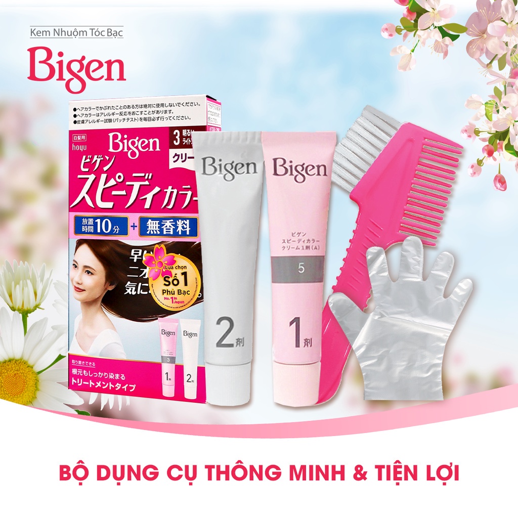 [Nhuộm tóc nội địa Nhật] Combo 2 hộp thuốc nhuộm phủ bạc Bigen Nhật nhập khẩu Nhật Bản 80ml/ hộp dạng kem