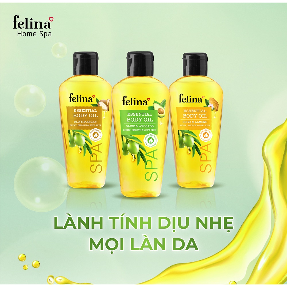 Tinh Dầu Dưỡng Thể Body Oil Felina Home Spa 100ml tăng cường & khóa ẩm cho làn da căng mướt tức thì