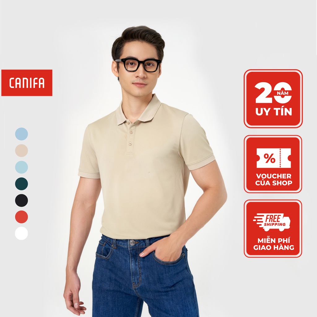 Áo polo nam CANIFA chất liệu cafe pha, cổ đức tay cộc 8TP23A004