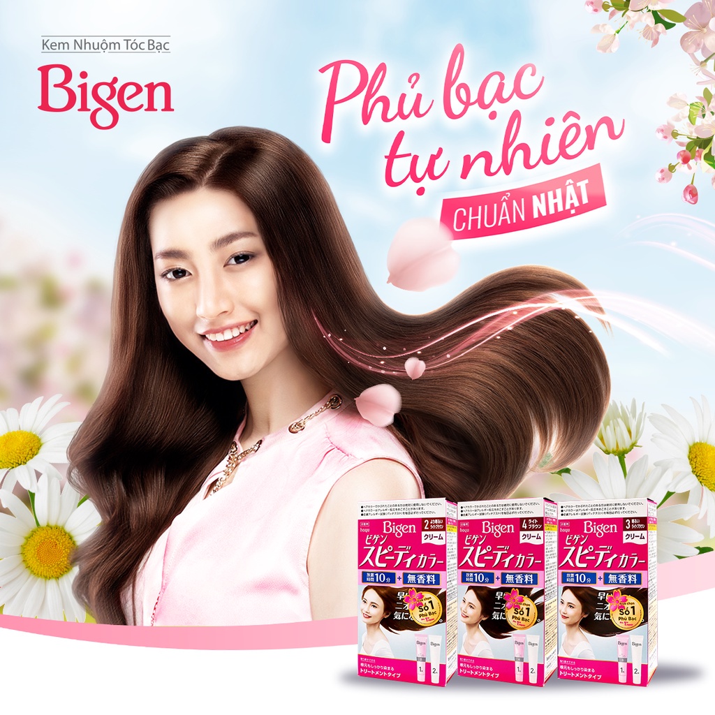 Combo 5 hộp thuốc nhuộm phủ bạc Bigen nhập khẩu Nhật Bản 80ml/ hộp dạng kem [Nhuộm tóc nội địa Nhật]