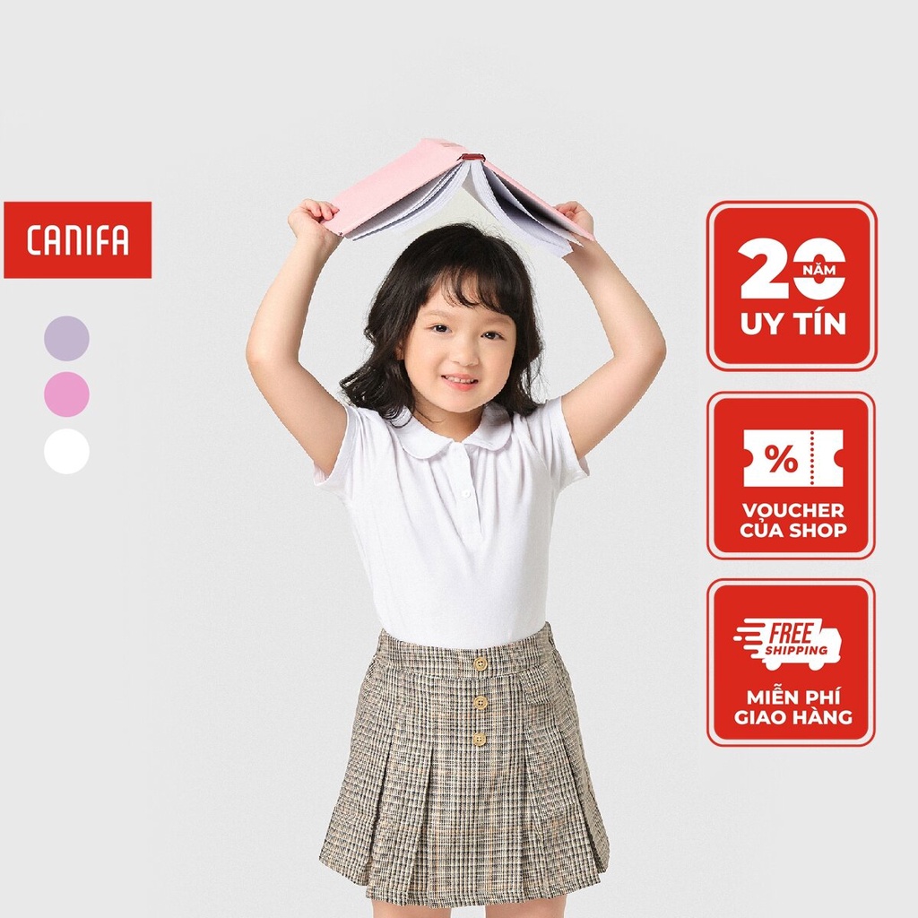 Áo polo bé gái CANIFA chất liệu cotton, cổ bẻ tay cộc 1TP23S001
