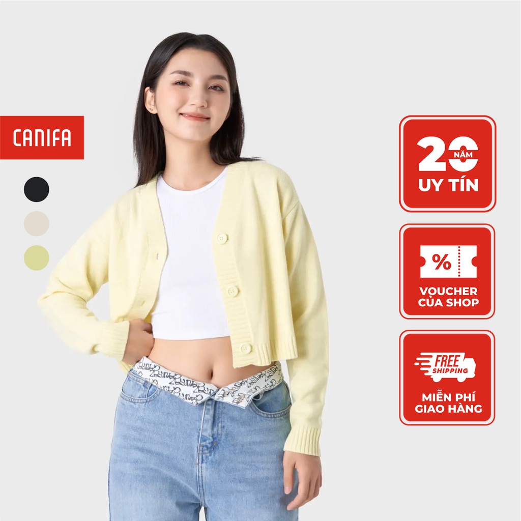 Áo cardigan nữ dài tay CANIFA chất liệu cotton mềm mịn, thoải mái 6TC23W002