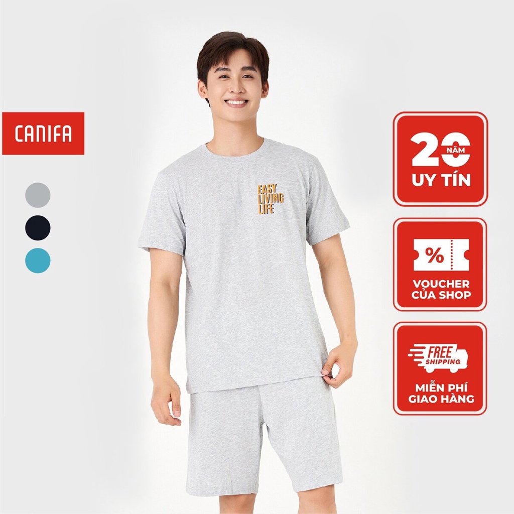 Bộ quần áo nam cộc tay CANIFA chất liệu cotton pha thấm hút, co giãn thoải mái 8LS23S002