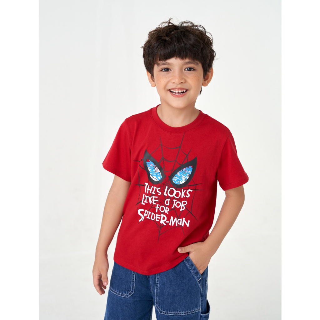 Áo phông bé trai CANIFA áo thun ngắn tay chất liệu cotton in hình Spiderman 2TS23W005