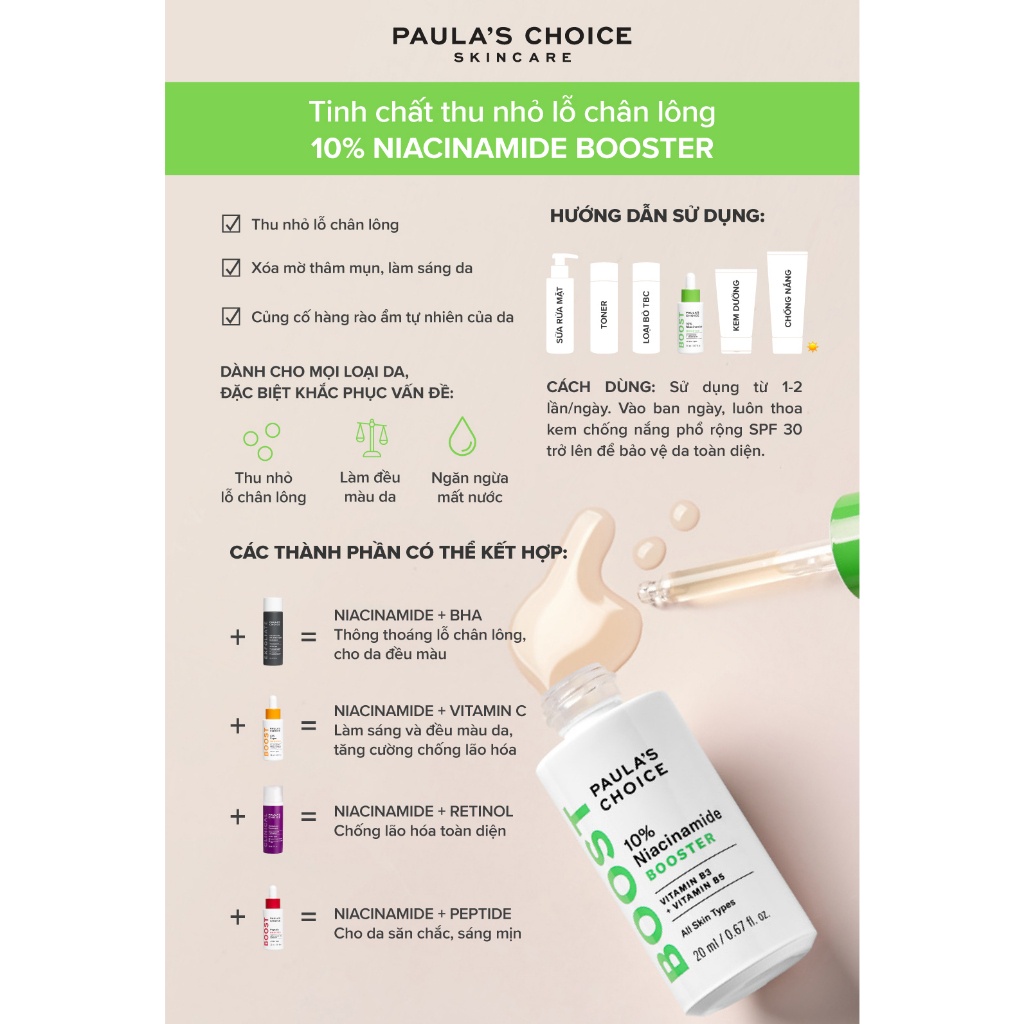 Tinh chất se khít lỗ chân lông, đều màu da Paula’s Choice 10% Niacinamide Booster - 20ml 7980.1