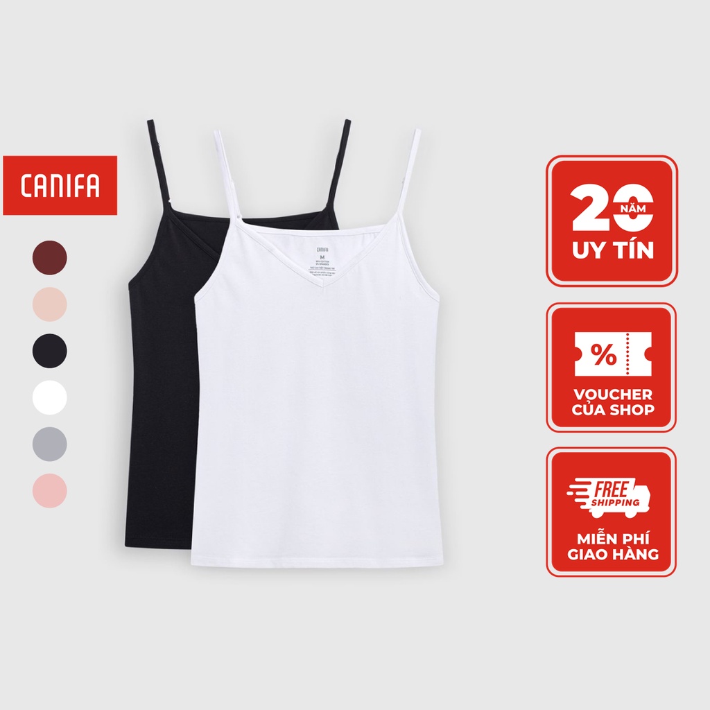 Pack 2 áo hai dây nữ CANIFA chất liệu cotton mềm mịn, thấm hút tốt, thiết kế năng động, trẻ trung 6LA23A001